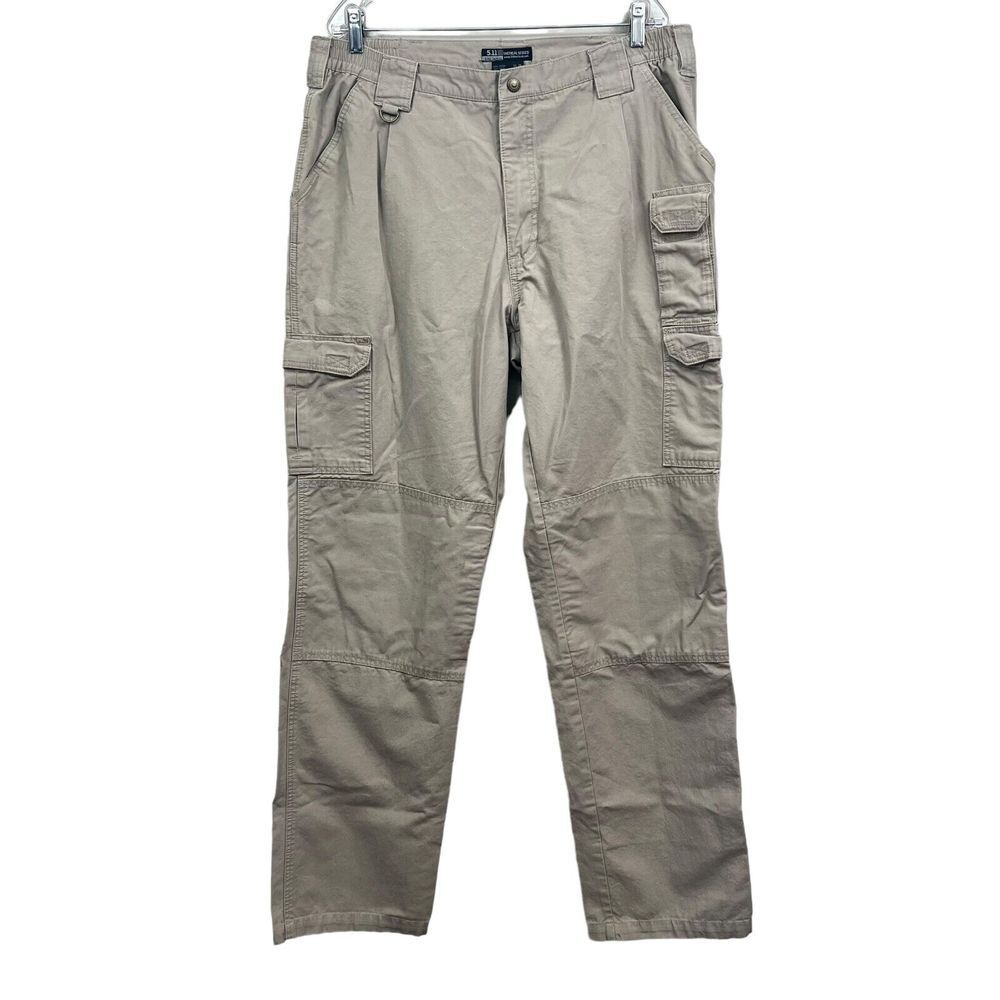 5.11 Tactical Series Mens Pants Straight Leg Flat Front Elastic Waist Khaki 38W*